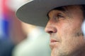 MALAGA, SPAIN - AUGUST, 14: A man with typical hat from Andalusia watching people dancing flamenco at the Malaga August Fair on A