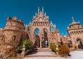 Panorama of Castillo Colomares in the village of Benalmadena, a castle dedicated of Christopher Royalty Free Stock Photo