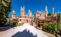 Panorama of Castillo Colomares in the village of Benalmadena, a castle dedicated of Christopher Royalty Free Stock Photo