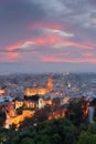 Malaga, Spain cityscape at the Cathedral, City Hall and Alcazaba citadel of Malaga Royalty Free Stock Photo