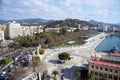 Malaga, Spain, February 2019. Beautiful view of the historical part of the city of Malaga with a review wheel. Royalty Free Stock Photo