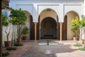 MALAGA, SPAIN - FEBRUARY 16, 2014: A quiet yard at Alcazaba, a castle of Malaga