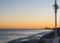Malaga, Spain - June ,01 2022: View of the Malaga beach at dusk Royalty Free Stock Photo