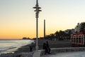 Malaga, Spain - June ,01 2022: View of the Malaga beach at dusk Royalty Free Stock Photo