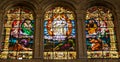 Religious scene of Ascension of Jesus on stained glass windows