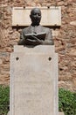 Bust of Juan Temboury Alvarez, Spanish academic, researcher and politician born in Malaga. Exterior of the Alcazaba of Malaga. Pal