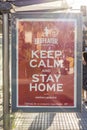 Keep calm and stay home sign to prevent coranavirus spread