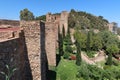Walls of the Alcazaba of Malaga. Palatial fortification from the Islamic era built in the 11th century