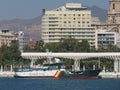 Malaga/Spain - 2. october 2016: Guardia civil ship in Malaga bay Royalty Free Stock Photo