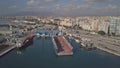 MALAGA, SPAIN - SEPTEMBER 27, 2018. Aerial view of the Mario Lopez Shipyard Royalty Free Stock Photo