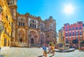 Panorama of Plaza Obispo, Malaga, Spain Royalty Free Stock Photo