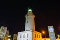Night landscape of Malaga Lighthouse in port in Malaga, Spain on September 4, 2022 Royalty Free Stock Photo