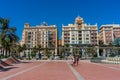 Walking on Fuente Plaza de la Marina in Malaga, Spain on September 4, 2022