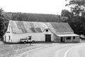 Old building, with pickup truck, in Malagas. Monochrome Royalty Free Stock Photo