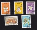 Malagasy circa 1988: Orchid. Set of old stamps from the times of the . Isolated stamp on black background. Botanical Royalty Free Stock Photo