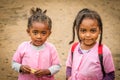 Malagasy girls coming from school Royalty Free Stock Photo