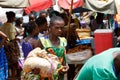 Malagasy peoples on big colorful rural Madagascar marketplace