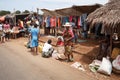 Malagasy peoples on big colorful rural Madagascar marketplace