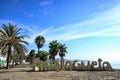 Malagueta Beach entrance sign, Malaga, Spain