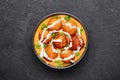 Malai Kofta Curry in black bowl at dark slate background. Malai Kofta is indian cuisine dish Indian Food Royalty Free Stock Photo