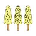 malai kulfi traditional Indian ice cream, frozen dairy dessert from South Asia. Simple vector illustration with outline