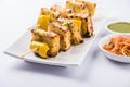 Malai paneer tikka or creamy cottage cheese barbecue