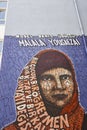 Malala Yousafzai portrait graffiti on a building wall. Kadikoi, Turkey