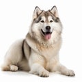 Malamute close up portrait isolated on white background. Cute pet, loyal friend, Royalty Free Stock Photo