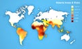 Malaria disease spread map. Areas and risks