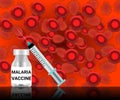 malaria virus vaccine on blur background and surface reflection