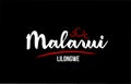 Malawi country on black background with red love heart and its capital Lilongwe