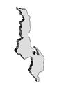 Malawi 3D Silhouette Map