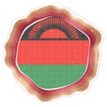 Malawi flag in frame.