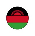 Flag of Republic of Malawi Vector Circle Icon Button for Africa Concepts.