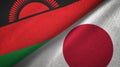 Malawi and Japan two flags textile cloth, fabric texture