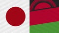 Malawi and Japan Two Half Flags Together