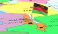 Malawi, Lilongwe - national flag pinned on political map