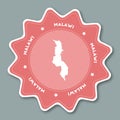 Malawi map sticker in trendy colors.