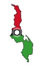 Malawi Outline Flag Map