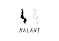 Malawi outline map country shape state symbol national borders