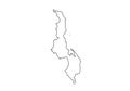 Malawi outline map country shape state symbol national borders Royalty Free Stock Photo