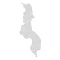 Malawi - pencil scribble sketch silhouette map of country area with dropped shadow. Simple flat vector illustration