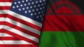 Malawi and Usa Flag - 3D illustration Two Flag