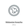 Malawian kwacha outline vector icon. Thin line black malawian kwacha icon, flat vector simple element illustration from editable Royalty Free Stock Photo