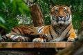 Relaxing tiger in the ZOO Royalty Free Stock Photo