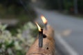 Malay tradition oil lamp made from bamboo during Eidul fitri Royalty Free Stock Photo