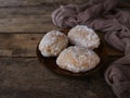 A Malay traditional dessert called Gagatas or Getas on plate over wooden background. Royalty Free Stock Photo