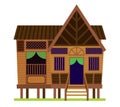 Malay vintage house. Traditional Village Malay House / Rumah Kampung Melayu in Malaysia. Royalty Free Stock Photo