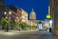 Malaya Konyushennaya street and Kazan Cathedral at night, Saint Petersburg, Russia