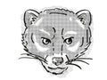 Malayan Civet or Viverra Tangalunga Endangered Wildlife Cartoon Retro Drawing